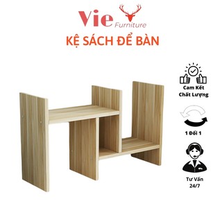 Kệ Sách Gỗ 💗FREESHIP💗 Kệ Để Bàn Làm Việc Lắp Ghép 2 Màu Thay Đổi Kích Thước
