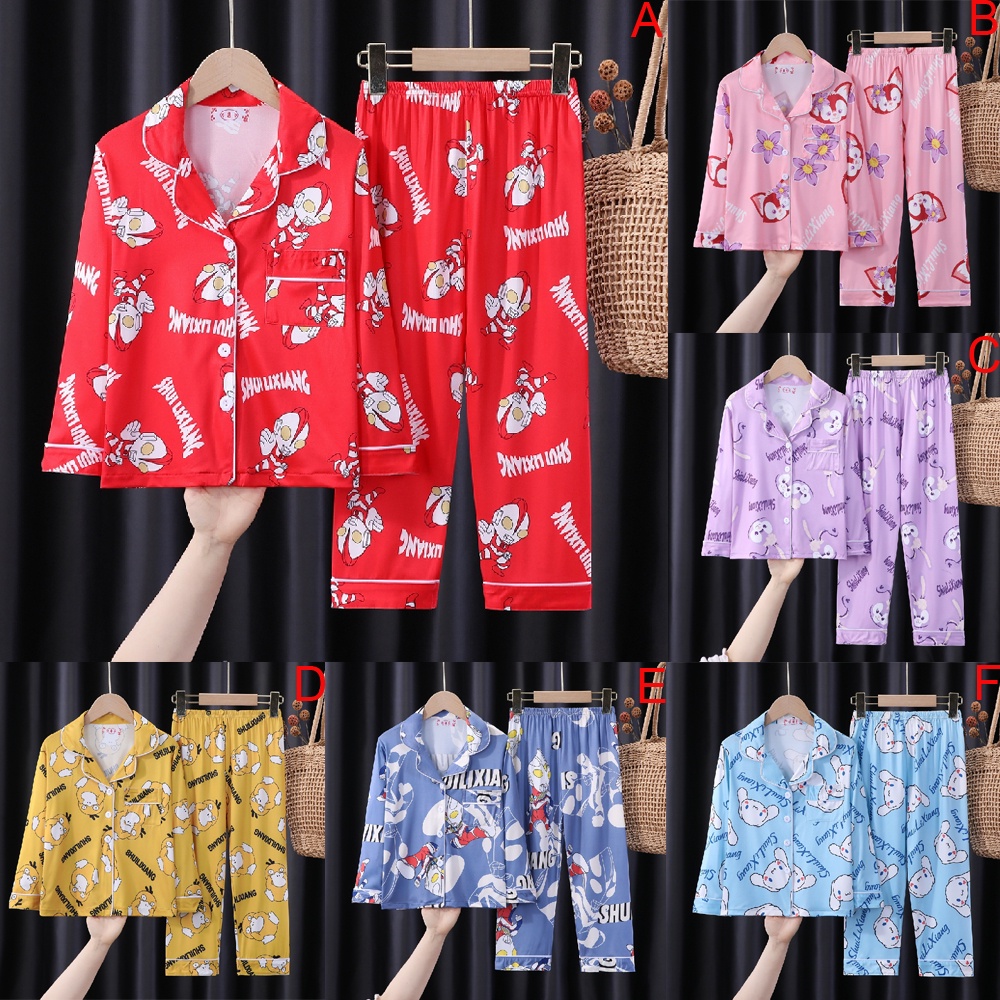 Bộ Đồ Ngủ Tay Dài Chất Cotton In Họa Tiết Hoạt Hình Dễ Thương Thời Trang Cho Bé Trai Và Gái