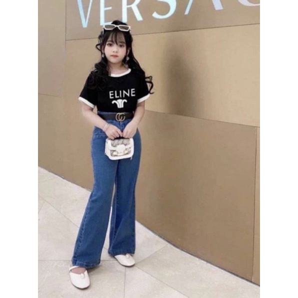 Bộ  áo cotton ce.lli.ng kèm quần xuông sành điều bé gái