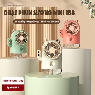 Quạt phun sương tạo ẩm Quạt mini máy phun sương tạo ẩm khuếch tán tinh dầu điều hòa mini 3 cấp độ làm mát, sạc USB