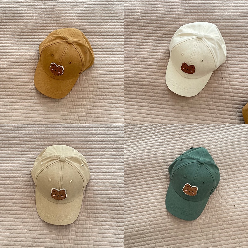 Mũ Lưỡi Trai Vải Hình Gấu Trung Tính Phiên Bản Hàn Quốc Cho Trẻ Em