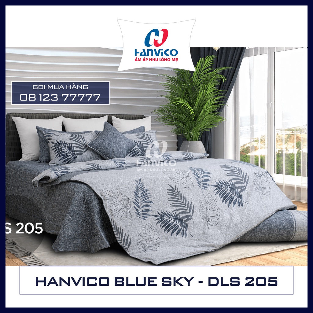 ☀️ Bộ Chăn Ga Gối ☀️ Hanvico Blue Sky DLS205, Chất liệu - Cotton cao cấp (bán lẻ Ga chun, vỏ gối, vỏ chăn)