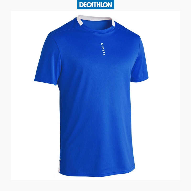 Áo thun đá bóng f100 cho người lớn màu xanh dương DECATHLON kipsta mã 8525864