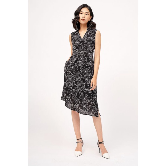 Đầm suông Fiona vạt xéo cổ tim nhún ngực F450065