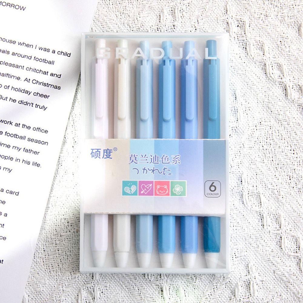 Set 6 Bút Mực Gel Ngòi 0.5mm Dạng Nhấn Tiện Dụng