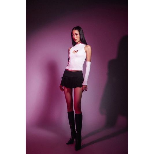 GENER - Night Love Top - Áo thun gân trắng kèm găng tay