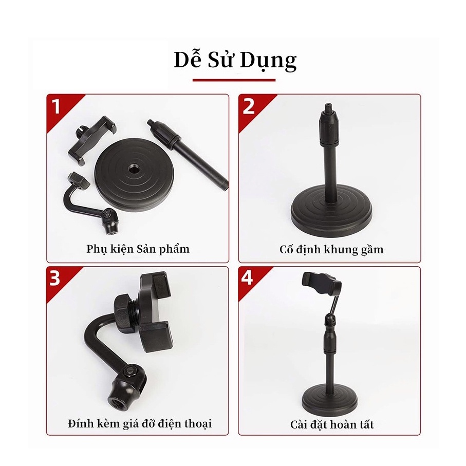 Kẹp Giá Đỡ Điện Thoại livestream xem video để bàn điều chỉnh Chiều cao Quay Phim Ghi Hình Đa Dụng chắc chắn D30 DALOI