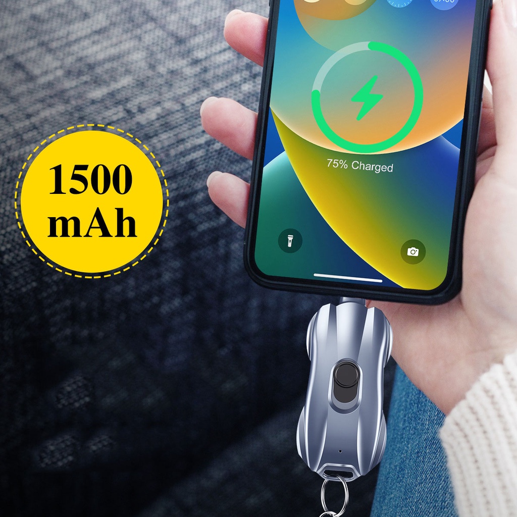 Sạc Dự Phòng Không Dây 1500mAh Siêu Mỏng Có Móc Khóa Cho Iphone Type-C