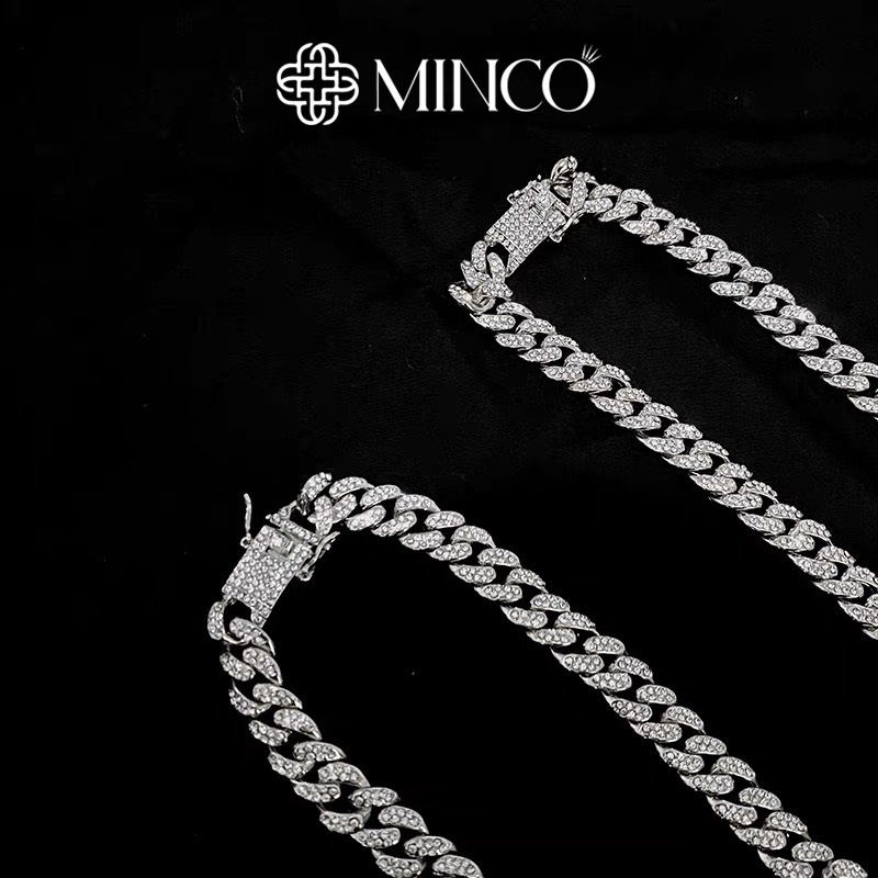 Dây Chuyền Nam Cuban HipHop Đính Đá Minco Accessories dạng chuỗi xích phong cách Streetwear Thép Titan DT64