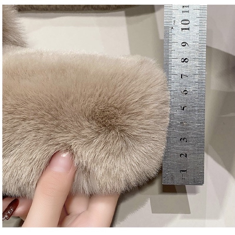 Dép lông thỏ cho nữ đế dày cao 7cm thời gian mùa đông siêu ấm chân