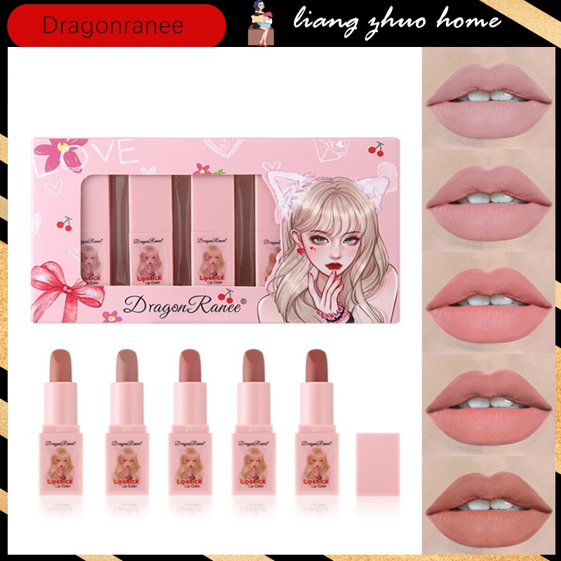 Set 5 Thỏi Son Lì Tông Màu Nude Lâu Trôi Không Phai Và Chống Thấm Nước