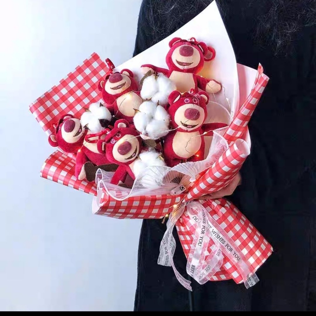 Bó Hoa Nhồi Bông Hình Chú Gấu Hoạt Hình Dễ Thương Dùng Làm Quà Tặng Sinh Nhật Cho Bé