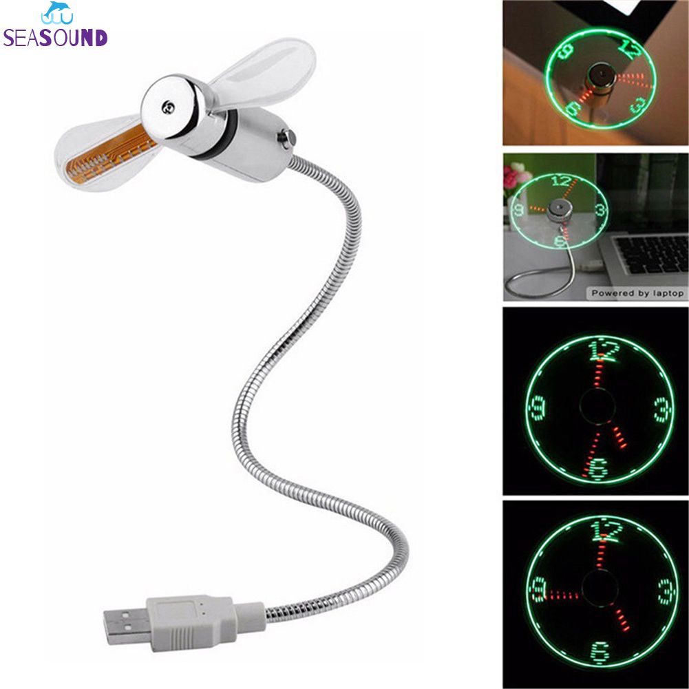 Quạt Đồng Hồ USB Linh Hoạt Cầm Tay Sáng Tạo Có Đèn LED Hiển Thị Thời Gian Thực Southwind