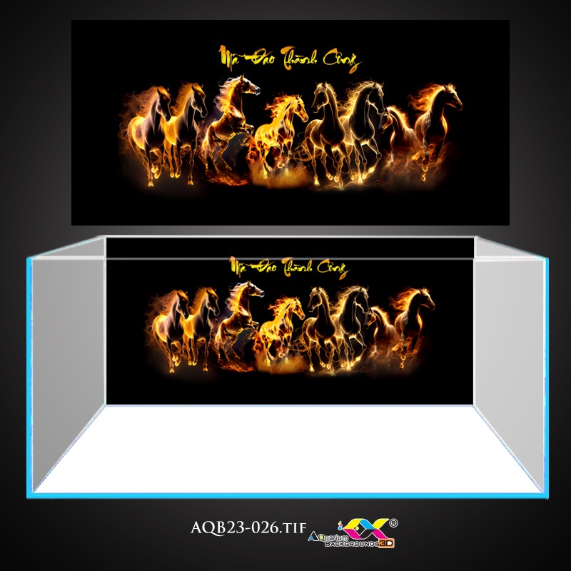 Tranh 3D Koifish - Tranh 3D dán bể cá - Mã đáo thành công - Nền đen