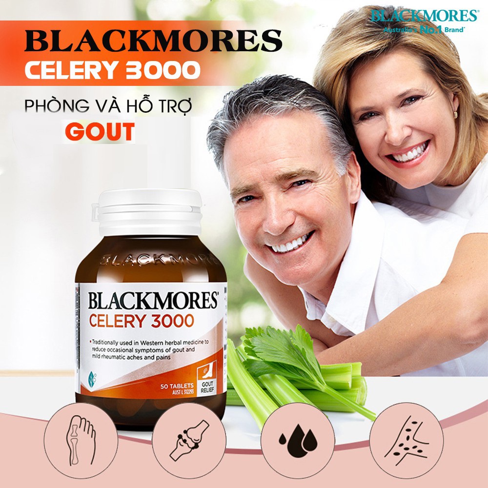 Viên uống hỗ trợ phòng ngừa Gout Celery 3000 Blackmores 50 viên giúp giảm đau khớp, viêm khớp