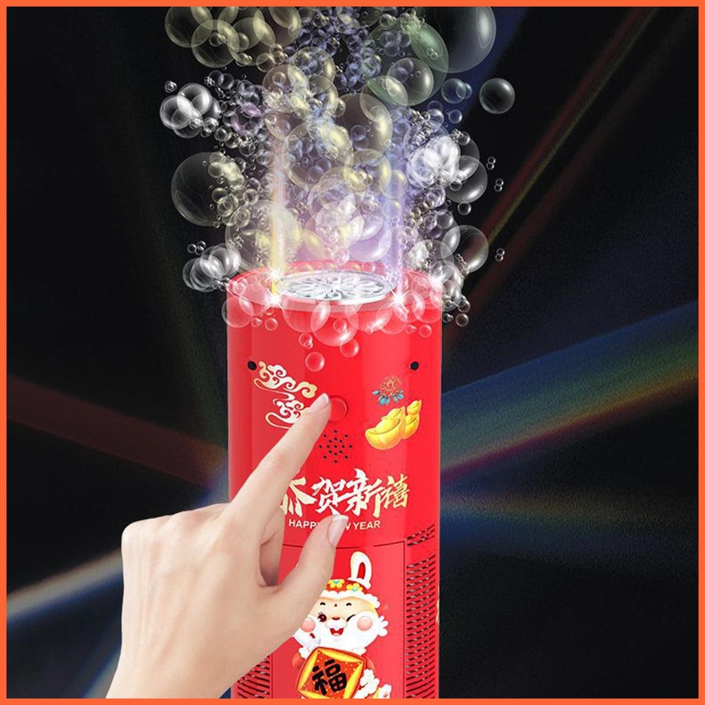 Máy Thổi Bong Bóng Hình Thỏ Có Âm Thanh Và Đèn LED 12 Lỗ Trang Trí Năm Mới