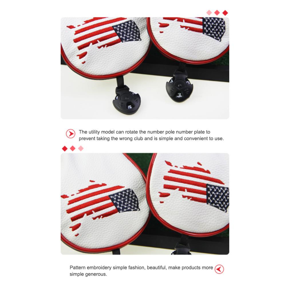 Bộ 3 Vỏ Bọc Đầu Gậy Đánh Golf Bằng Da Chống Nước Có Thể Tái Sử Dụng