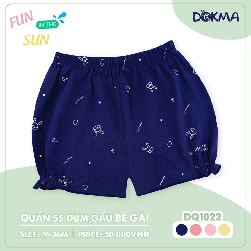 Quần đùi sơ sinh dúm gấu Bé Gái Dokma DQ1022 2023 (Sz 9-36M)