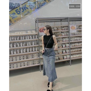 CHÂN VÁY JEANS ĐUÔI CÁ TRƠN BASIC