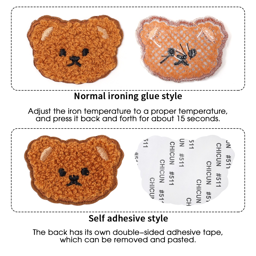 1 Miếng Dán Vải Lông Chất Lượng Cao Hình Gấu Cún Dễ Thương Dùng Trang Trí Quần Áo DIY