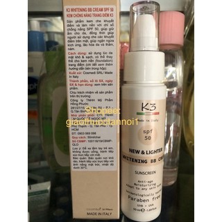 Kem trang điểm chống nắng K3 whitening BB Cream spf 50+ (hàng chính hãng ,Made in Italy)