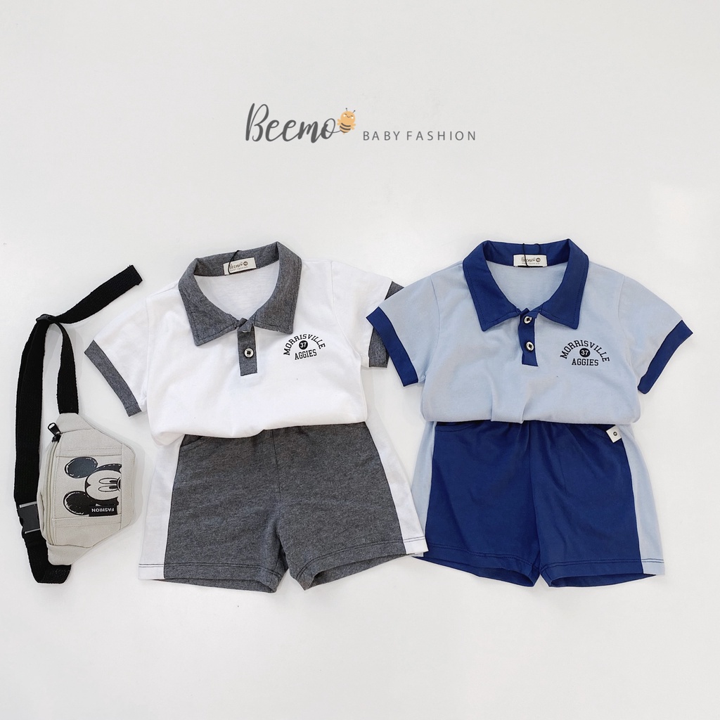 Bộ quần áo cộc tay polo cho bé BEEMO, chất liệu cotton, thiết kế phong cách B262