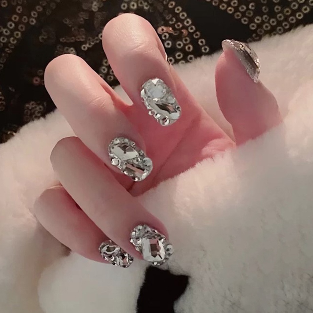 Túi 50 Hạt Kim Cương Giả Hình Học 3D Trang Trí Móng Tay Nghệ Thuật