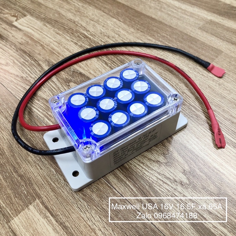 Siêu tụ điện Maxwell 16.5F 12V  xả 65A cho xe hơi, xe máy