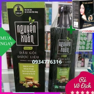 Combo Gội Là Đen Thái Dương+ dầu gội dưỡng tóc nguyên xuân chai có vòi