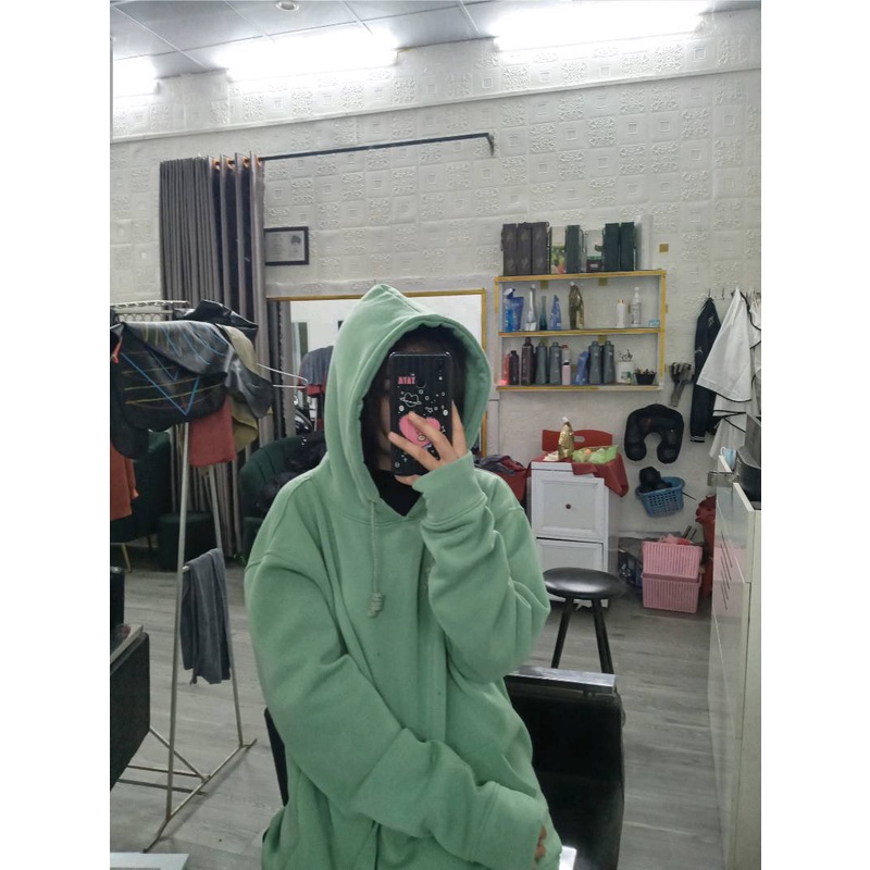 Áo hoodie unisex 2T Store H21 Xanh Mint Bạc Hà - Áo khoác nỉ nữ chui đầu nón 2 lớp dày dặn chất lượng đẹp