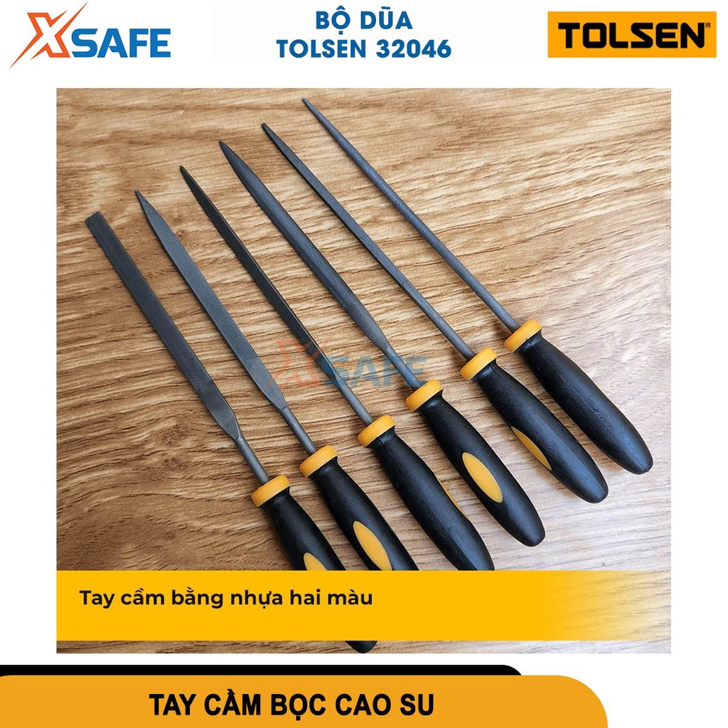 Bộ giũa mini 3 chi tiết TOLSEN 32046 giũa sắt đa năng kích thước 100mm chất liệu thép cao cấp Dũa bảng, Dũa mô, Dũa tròn