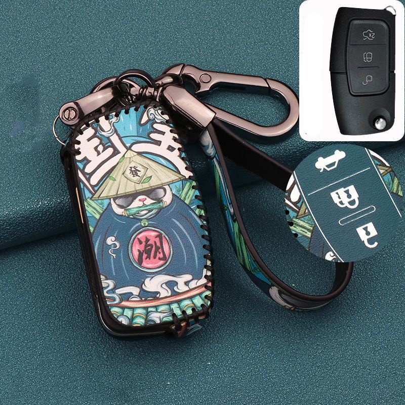 Phù Hợp Bộ Móc Khóa Bằng Da Họa Tiết Cá Tính Cho Xe Hơi Ford