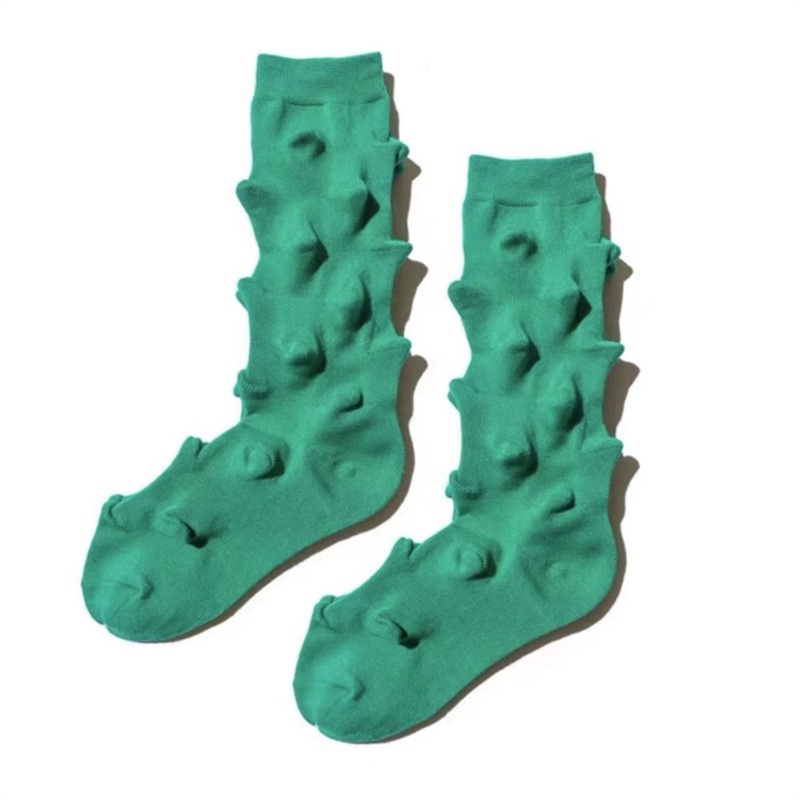 Xiangbao Vớ Cotton Dài Ngang Bắp Chân Màu Trơn Họa Tiết Nhím Gai 3D Thời Trang Harajuku Dễ Thương Dành Cho Bạn Nữ