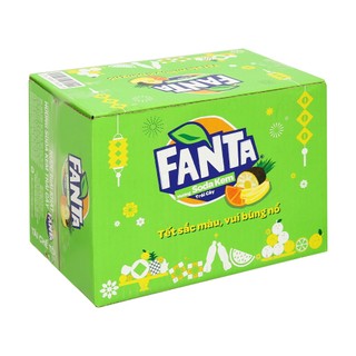 Thùng 12 lon nước ngọt Fanta hương soda kem trái cây 320ml