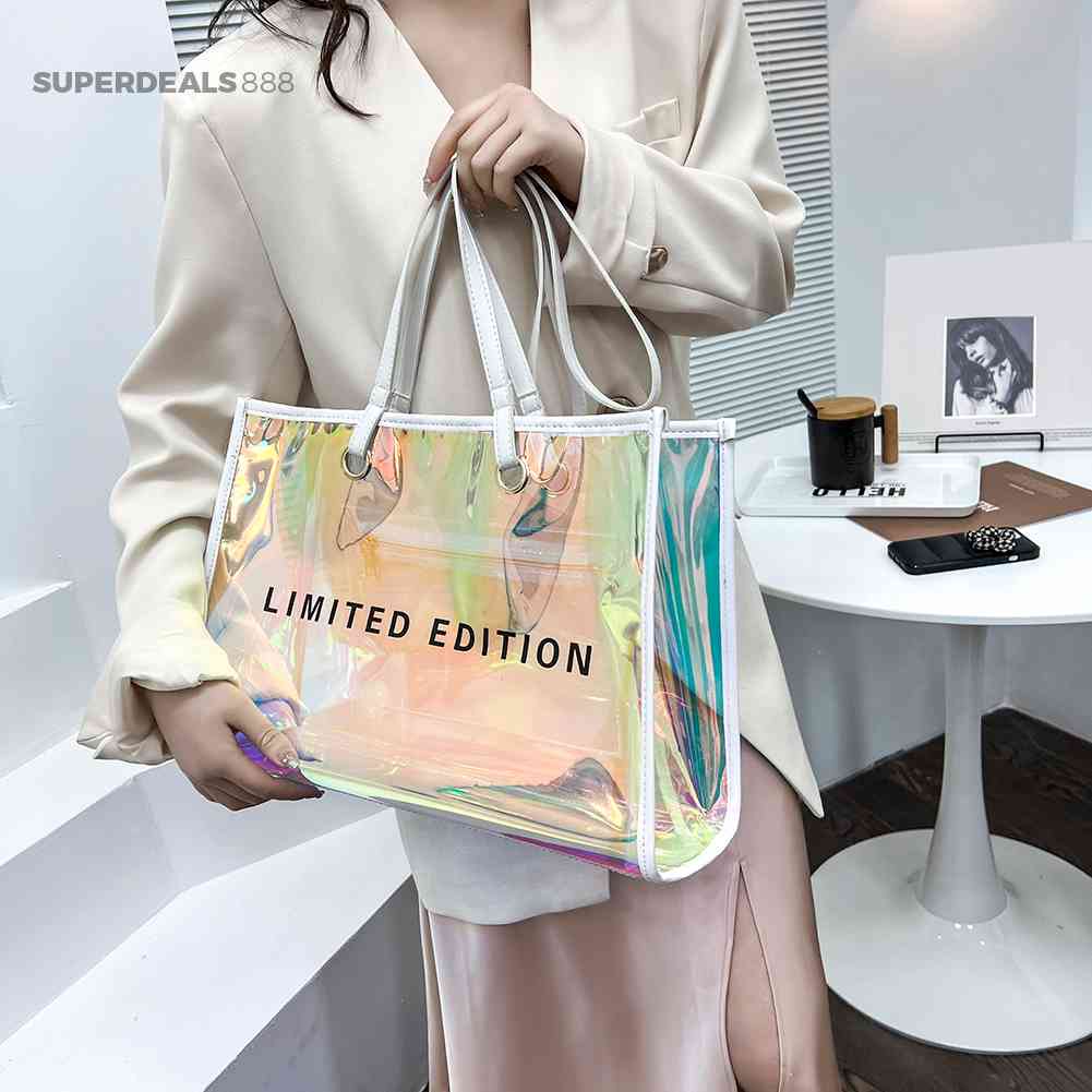 Túi Tote Trong Suốt Bằng PVC Laser Thời Trang Đi Biển Mùa Hè Cho Nữ SuperDeals888.vn