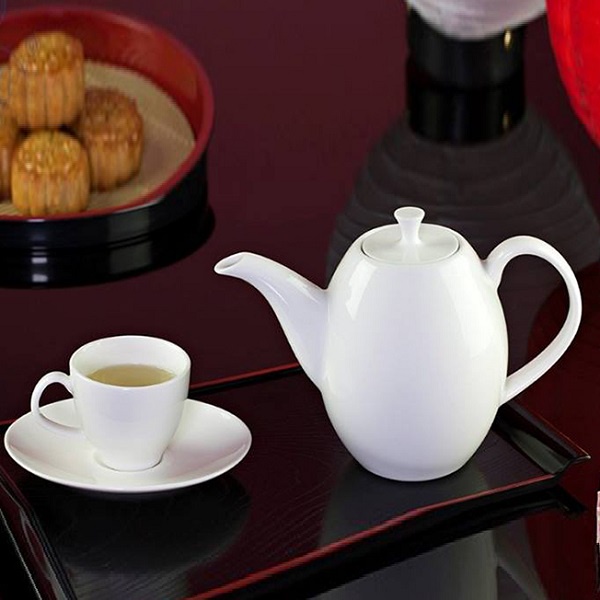 bộ ấm trà sứ trắng Minh Long - bộ ấm trà sứ trắng gốm sứ minh long