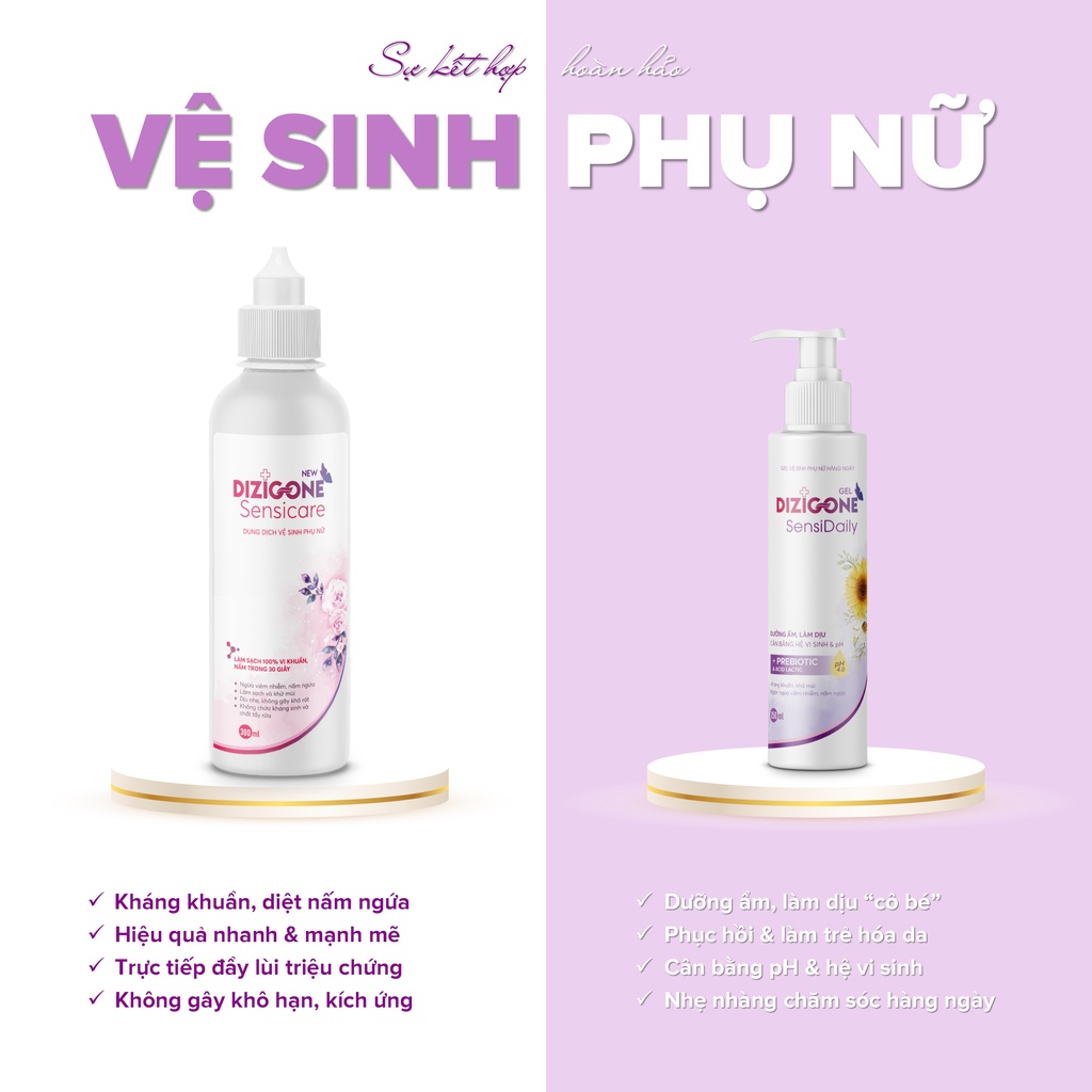 Gel vệ sinh hàng ngày DIZIGONE Sensidaily 150ml: Dịu nhẹ kháng khuẩn, chăm sóc và phục hồi vùng nhạy cảm