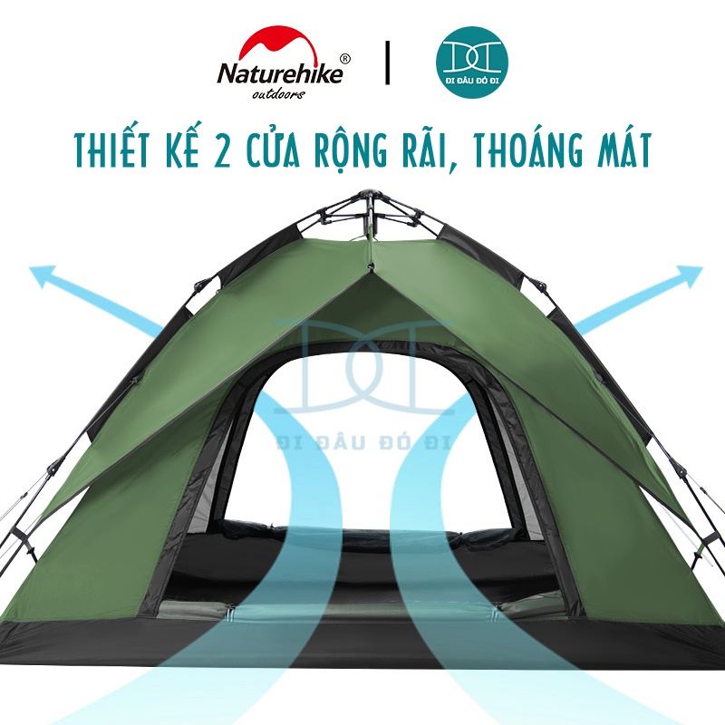 Lều tự bung 4 người chính hãng Naturehike, chống nước dễ dàng lắp đặt NH21ZP008