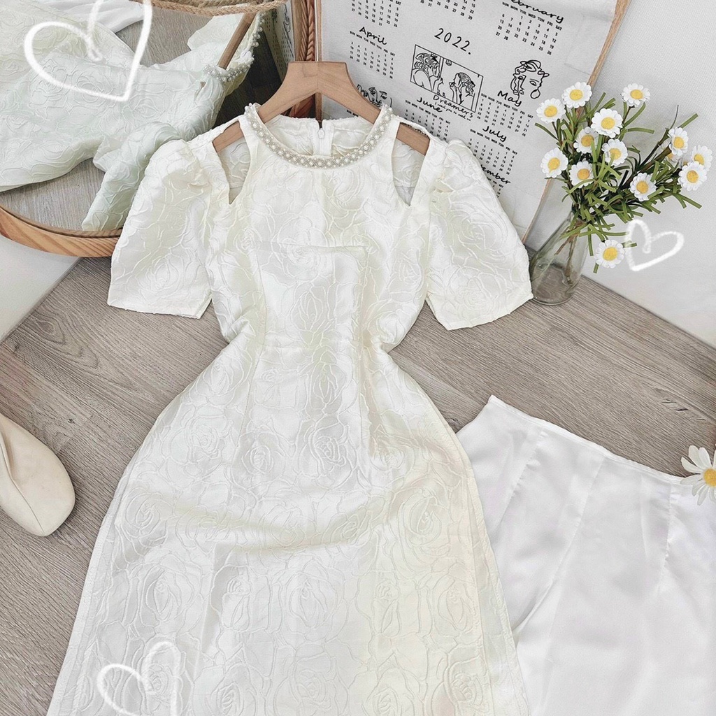SET ÁO DÀI GẤM CÁCH TÂN 2 MÀU