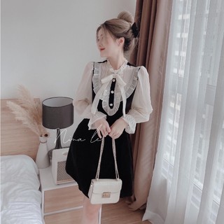 ❤️❤️ Siêu phẩm váy nhung phối bèo hotgirl 😍😍😍 Xinh đẹp tôn dáng lịch sự, siêu phù hợp với thời tiết mùa này 🎉🎉🎉🎉-lđ