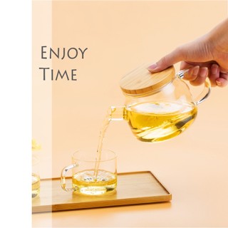 Bình lọc trà hoa thủy tinh 470ml S048H (Trắng) - Ấm trà hoa thủy tinh chịu nhiệt Samahome Shop