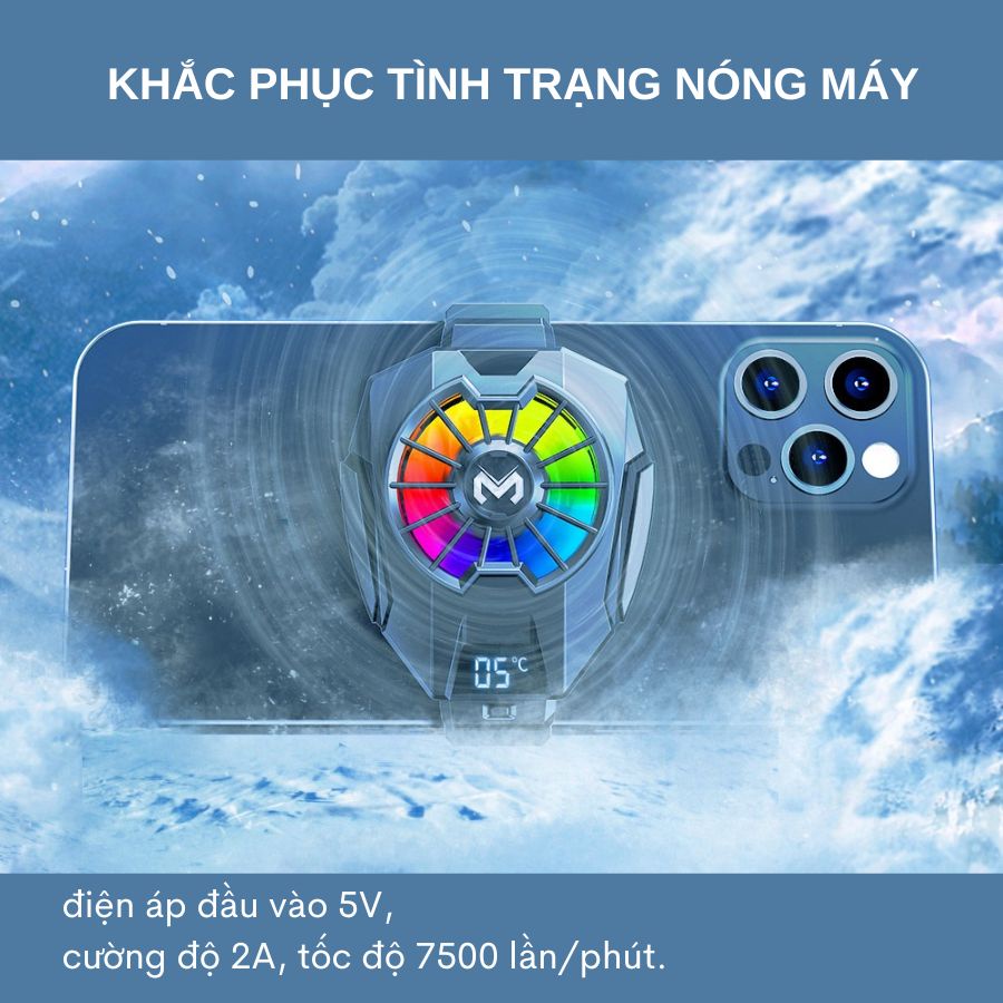 Quạt Tản Nhiệt điện thoại Memo DL05 phiên bản New 2023 - Phụ kiện gaming hạ nhiệt smartphone bằng sò lạnh siêu mát