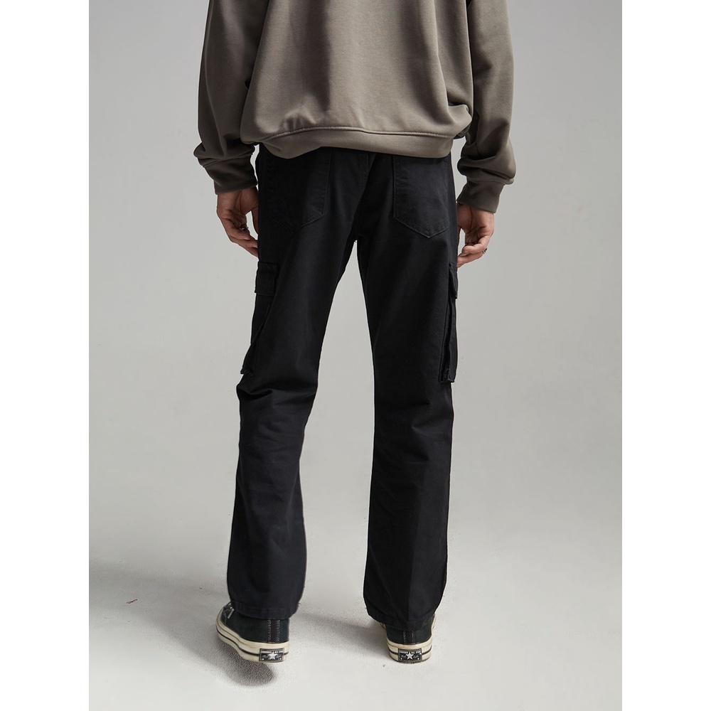 Quần túi hộp Khaki The Denimaniac dáng suông màu Black