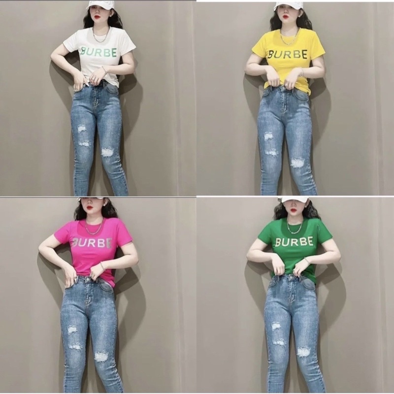 áo thun body tay ngắn in chữ dáng lửng bube