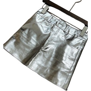 Chân váy chữ A chất da màu bạc