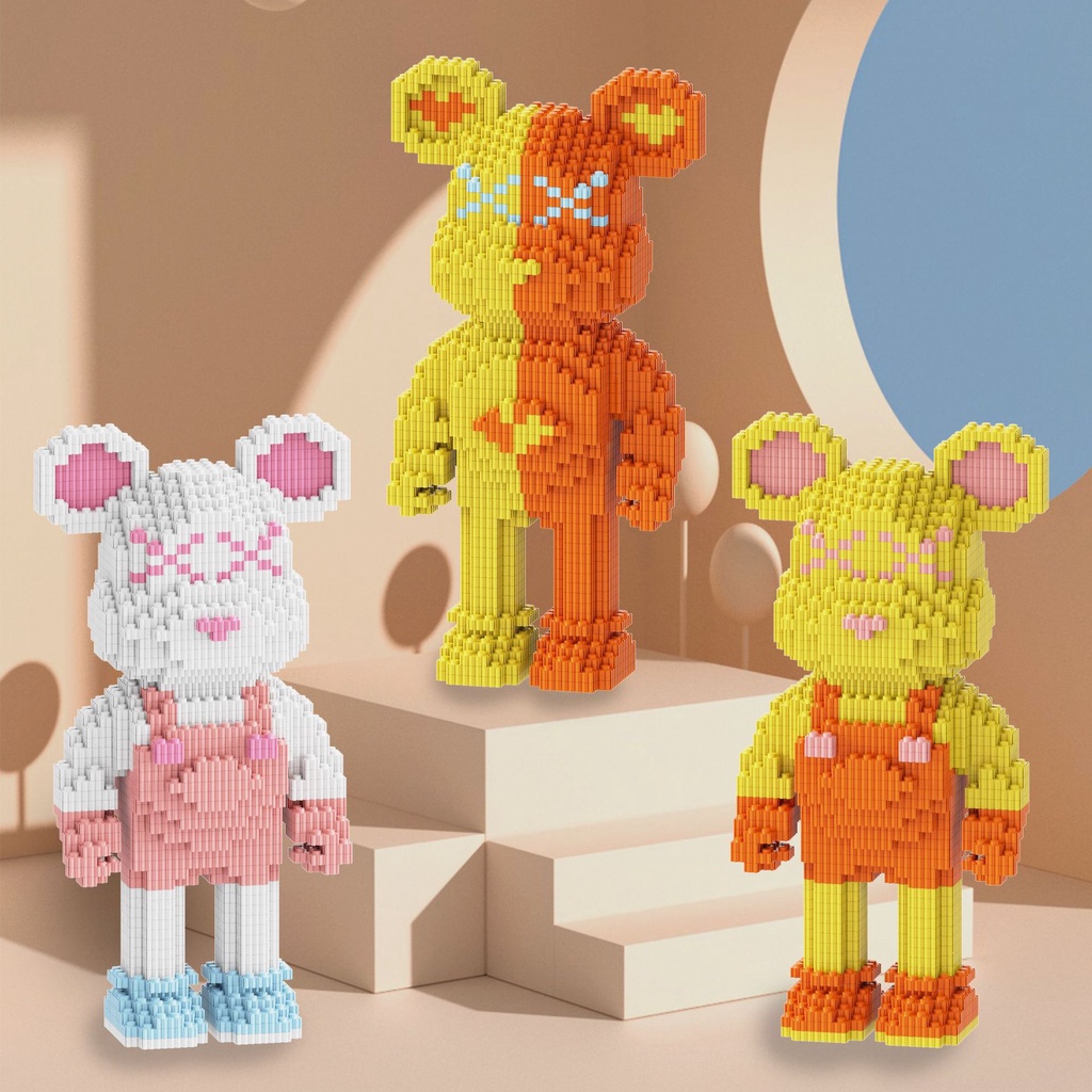 Lắp ráp bearbrick 30cm 35cm, bộ đồ chơi lắp ráp mô hình 3d, mô hình lắp ráp nhân vật hoạt hình, xếp hình mini 3d cho bé