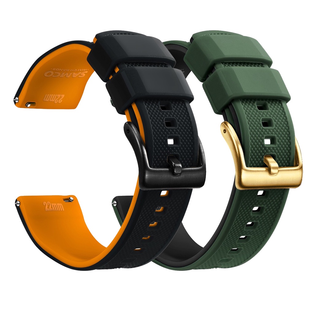 Dây Đeo Silicon Hai Màu 22mm 20mm Thay Thế Cho Đồng Hồ Thông Minh samsung galaxy watch 6 5 5pro 4 classic 3