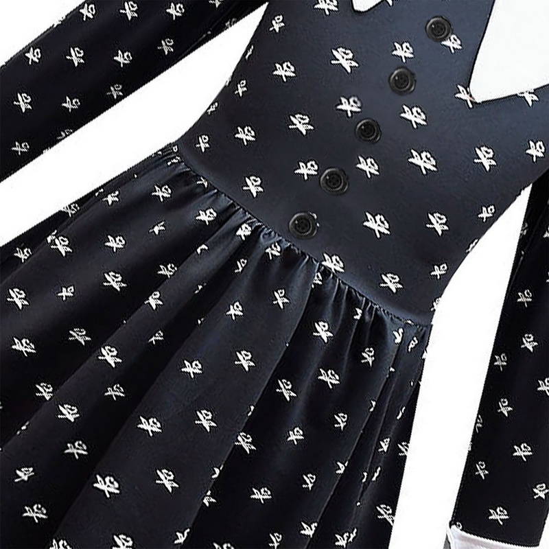 Wednesday Dress And Wig for Kids and Adults Women Girls Vintage Black Gothic One Piece Dresses Full Set The Addams Family Cosplay Costume Halloween Costume Party Wear