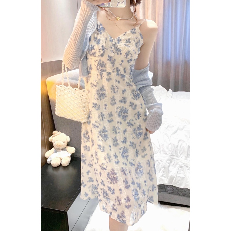 Đầm Hoa Hai Dây Mùa Hè Phong Cách Pháp Ngọt Ngào Mới Cho Nữ