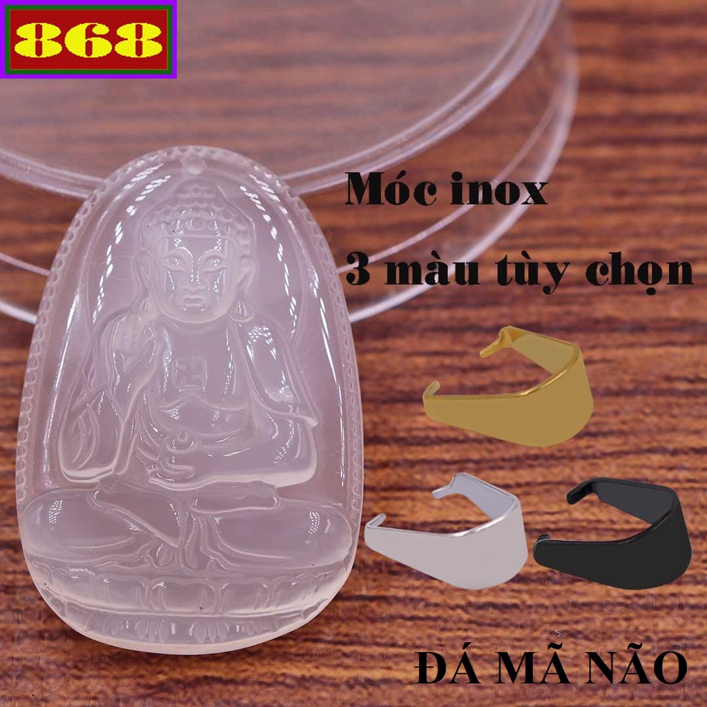 Mặt dây chuyền Phật A di đà trắng 3.6 cm MMNTB1 - Hộ mệnh tuổi Tuất, Hợi - Mặt Đá Phong thủy Bình an, Thịnh vượng